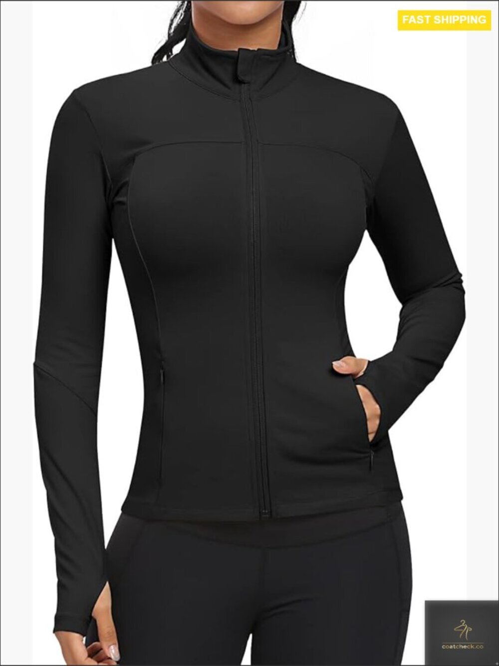 Workout Jacket Full Zip Lightweight Running Yoga Athletic Thumb Holes